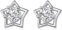 wholesale White Gold Plated 925 Sterling Silver Moissanite Star Stud Earrings for Women-White Gold Post Star