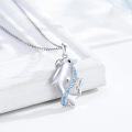 wholesale 925 Sterling Silver Blue Crystal Dolphin Pendant Necklace for Women Ocean Animal -0-2