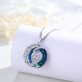 wholesale 925 Sterling Silver 60th Anniversary Blue Crystal Celtic Moon & Stars Pendant Necklace for Women-0-1
