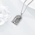 wholesale 925 Sterling Silver Saint Muerte Medal Pendant Necklace for Men Women-0-3