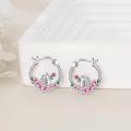 wholesale 925 Sterling Silver Hedgehog Flower Hoop Earrings Gift for Women Girls-0-2