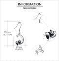 wholesale 925 Sterling Silver Panda on Crescent Moon Star Dangle Earrings for Women-0-4