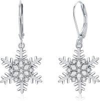 wholesale 925 Sterling Silver Snowflake Dangle Drop Earrings - Winter Holiday Gift for Her-snowflake