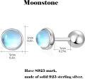 wholesale 925 Sterling Silver Opalite Round 5mm Tiny Stud Earrings for Women Hypoallergenic Twist Back-0-4