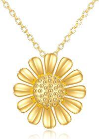 wholesale 14K Gold Daisy Pendant Necklace Minimalist Floral s for Her-Sunflower