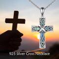 wholesale 925 Sterling Silver Abalone Shell Inlay Celtic Knot Cross Pendant Necklace -0-1
