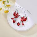 wholesale 925 Sterling Silver Red Cardinal Heart Drop Earrings s for Women-0-2