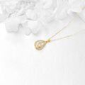 wholesale 14K Gold Freshwater Pearl and Cubic Zirconia Daisy Pendant Necklace-0-3