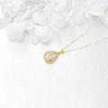 wholesale 14K Gold Freshwater Pearl and Cubic Zirconia Daisy Pendant Necklace-0-3