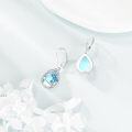 wholesale 925 Sterling Silver Teardrop Moonstone Earring with Blue Flower and Tree Design-0-2