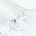 wholesale 925 Sterling Silver Blue Flower Drop Earrings Wholesale With Crystal Accents-0-2