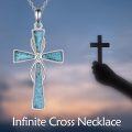 wholesale 925 Sterling Silver Turquoise Inlay Cross Pendant Necklaces - Religious  for Women & Men-0-4