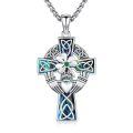 wholesale 925 Sterling Silver Celtic Cross Pendant with Abalone Shell and Green CZ Gemstone for Men & Women - Christian Religious s-0-0