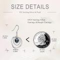 wholesale 925 Sterling Silver Round Shape Stone and Pearl Drop Dangle Earrings-0-5