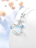 wholesale Sterling Silver Space Jewelry Saturn Necklace Star Pendant Celestial Necklace for Women-0-6