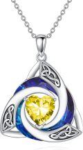 wholesale TOUPOP Celtic Birthstone Necklace For Women 925 Sterling Silver Trinity Knot Crystal Pendant Irish Jewelry Anniversary Birthday Gifts For Her Wife Girlfriend Mom Daughter -0-0