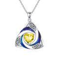 TOUPOP Sterling Silver Crystal Celtic Birthstone Trinity Knot Pendant Necklace-0-0