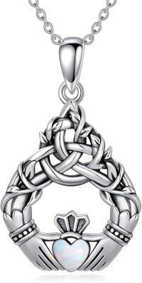 wholesale 925 Sterling Silver Opal Celtic Knot Claddagh Pendant Necklace-Opal-Celtic Claddagh Tree of Life