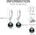 wholesale 925 Sterling Silver with Black Pearl and Cubic Zirconia Drop Leverback Earrings for Women-0-5