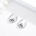 wholesale 925 Sterling Silver Panda Bear Animal Charm Huggie Hoop Earrings-0-1