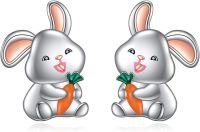 wholesale 925 Sterling Silver Bunny Carrot Stud Earrings for Women Girls Kids Gift-Rabbit earrings