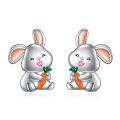 wholesale 925 Sterling Silver Cute Bunny Holding Carrot Enamel Stud Earrings For Women-0-0