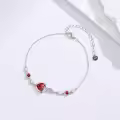 TOUPOP Sterling Silver Infinity Birthstone Bracelet Heart Link Fine Jewelry Gift-0-3