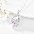wholesale 925 Sterling Silver Tear Drop Paw Print Pink Crystal Pet Cremation Jewelry Pendant Necklace with Funnel Kit-0-1
