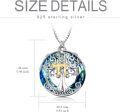 wholesale Sterling Silver Blue Crystal Celtic Tree of Life Pendant Necklace-0-5