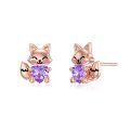 wholesale 925 Sterling Silver Cute Fox Holding Heart Earrings Wholesale Pink-0-26