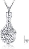 wholesale 925 Sterling Silver Ball Heart Urn Pendant with Funnel and Chain - Keepsake Memorial Jewelry for Ashes Cremation-0-0