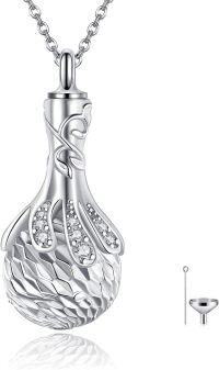 wholesale 925 Sterling Silver Ball Heart Urn Pendant with Funnel and Chain - Keepsake Memorial Jewelry for Ashes Cremation-Ball Urn Necklace