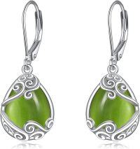 wholesale Sterling Silver Moonstone Leverback Teardrop Dangle Earrings for Women-K-Peridot teardrop