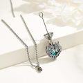 wholesale 925 Sterling Silver Heart-Shaped Unicorn Urn Keepsake Jewelry with Blue Crystals and Funnel Set - Memorial Cremation Ashes Holder Necklace for Women-0-1