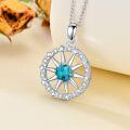 wholesale 925 Sterling Silver with Turquoise and Cubic Zirconia Starfish Design Pendant Necklace for Women-0-2
