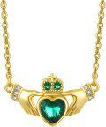 wholesale 925 Sterling Silver Emerald Heart Claddagh Pendant Necklace for Women Irish s-0-0