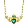 wholesale 925 Sterling Silver Claddagh Heart Necklace Wholesale With Emerald And Crystal Details-0-0