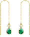 wholesale 14K Gold Infinity Teardrop Emerald Threader Earrings for Women - 23rd Anniversary Gifts for Her-0-0