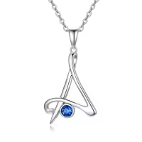 TOUPOP Sterling Silver Birthstone Initial A Letter Pendant Necklaces Jewelry Christmas Valentine Mothers Day Birthday Gifts for Women Teen Girls Her Wife-color_name:Wihte
