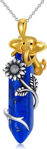 wholesale  Sterling Silver Crystal Elephant Necklace Reiki Healing Jewelry for Women Men -Lapis Lazuli