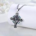wholesale 925 Sterling Silver Turquoise Angel Winged Cross Pendant Necklace for Men & Women-0-2