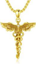 wholesale 925 Sterling Silver Caduceus Phoenix Pendant Necklace  for Men - Medical Theme -0-3