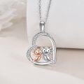 wholesale 925 Sterling Silver Axolotl Heart-Shaped Pendant Necklace with Cubic Zirconia Stones - Gifts for Women and Girls-0-2