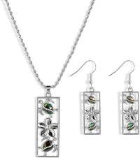 wholesale Silver 925 Sterling Silver Abalone Shell Sea Turtle Pendant & Drop Earring Set Beach Ocean Jewellery for Women Girls Gift Boxed-White Gold