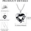 wholesale 925 Sterling Silver Heart-Shaped Rose and Skull Charm Necklace with Black Crystals-0-5