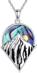 wholesale 925 Sterling Silver Abalone Shell Origami Mountain Pendant Necklace for Women-0-0