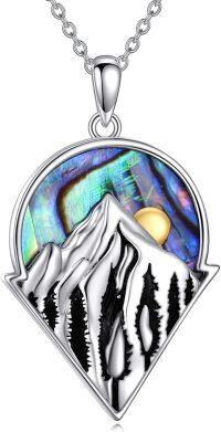 wholesale 925 Sterling Silver Abalone Shell Origami Mountain Pendant Necklace for Women-tree mountain