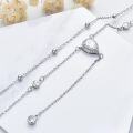 wholesale 925 Sterling Silver CZ Pear Shape Beaded Double Chain Y-Necklace Christmas Gift for Her-0-3