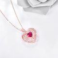 wholesale Rose Gold 925 Sterling Silver Red Crystal Heart Pendant Necklace for Women Romantic Gift Jewelry-0-1