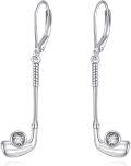 wholesale 925 Sterling Silver Golf Club Shaped Drop Earrings with CZ Stones Sports Lovers Gift-0-0